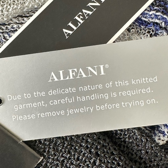 ALFANI Lightweight Ombre Stripe Semi-Sheer Sweater Tunic Sequined Casual Chic XL - Picture 13 of 14